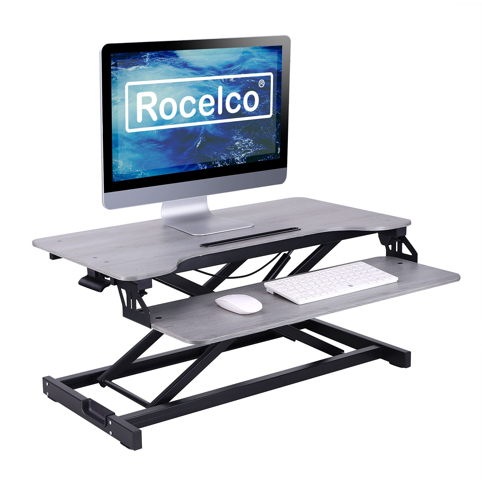 Rocelco 31.5W 4-20H Adjustable Steel Standing Desk Converter, Gray (R VADRG)