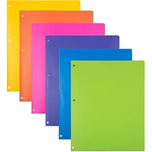 JAM Paper Plastic 3 Hole Punch 2-Pocket Folders, Multicolored, Assorted Fashion Colors, 12/Pack (383