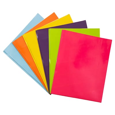 JAM Paper Laminated 2-Pocket Glossy Folders With Metal Clasps, Multicolored, Assorted Fashion Colors