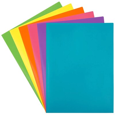 JAM Paper A4 POP 2-Pocket Plastic Folders, Multicolored, Assorted Fashion Colors, 6/Pack (383EASRTFA