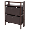 Winsome Torino 3-Pc Folding Bookcase w/ Fabric Baskets, Walnut/Chocolate (94397)