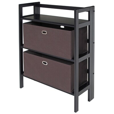 Winsome Torino 3-Pc Folding Bookcase w/ Fabric Baskets, Black/Chocolate (20382)