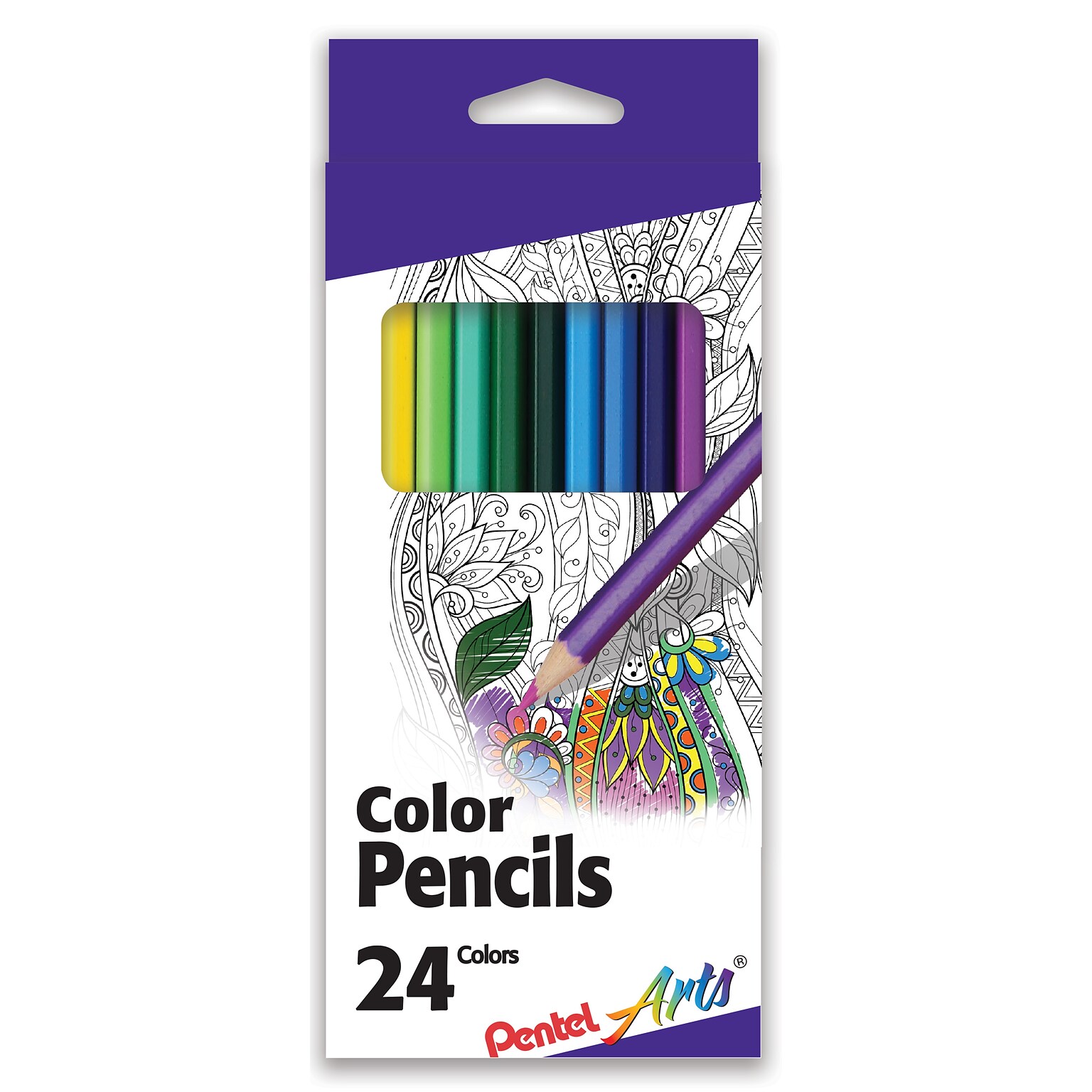 Pentel Arts Color Pencils, Assorted Colors, 24 Pack (CB8-24)