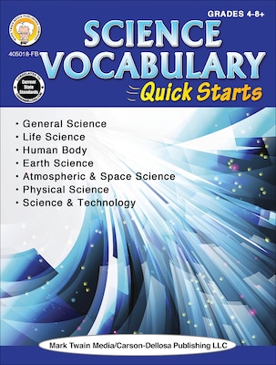 Mark Twain Science Vocabulary Quick Starts, Grades 4 - 9 Paperback (405018)