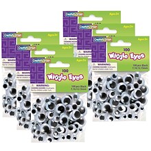 Creativity Street Wiggle Eyes, Black, Assorted Sizes, 100 Pieces Per Pack, 6 Packs (CK-344602-6)
