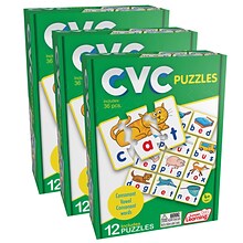 Junior Learning CVC Puzzles, 12 Per Set, 3 Sets (JRL240-3)