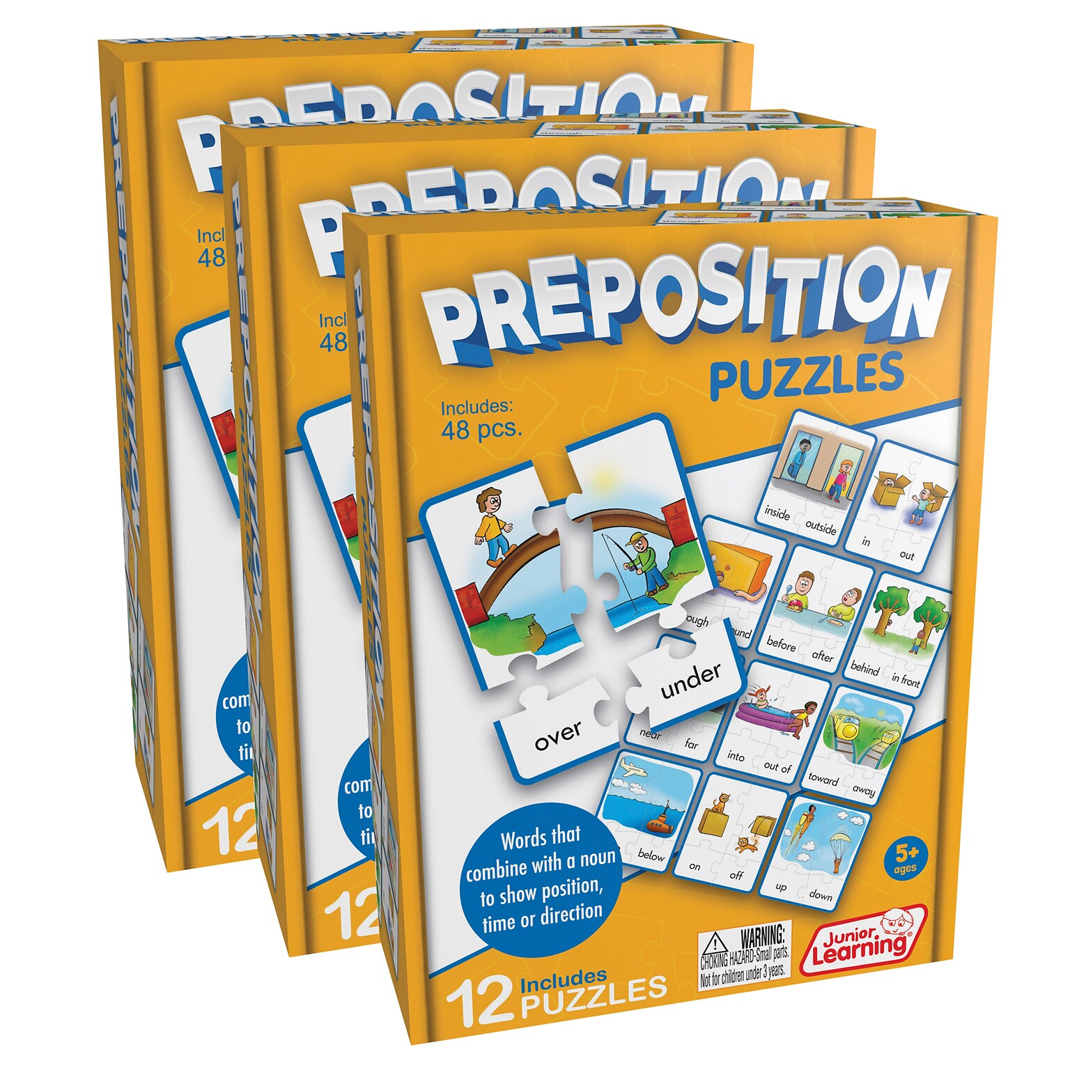 Junior Learning Preposition Puzzles, 12 Per Set, 3 Sets (JRL245-3)