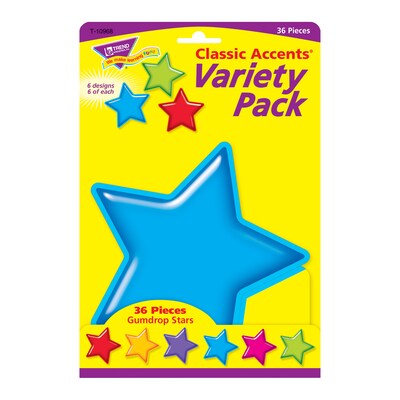TREND Gumdrop Stars Classic Accents Variety Pack, 36 Per Pack, 3 Packs (T-10968-3)