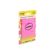 Post-it Transparent Notes Notes, 2.8 x 2.8, Assorted Collection, 30 Sheet/Pad, 3 Pads/Pack (600-3C