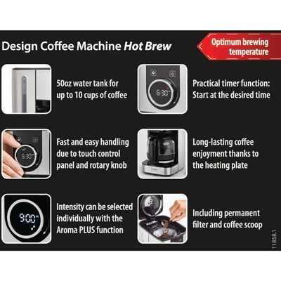 Hot Brew Coffee Maker Caso Design 10 Cups Stainless Steel (11858)
