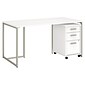 Bush Business Furniture Method 60W Table Desk with 3 Drawer Mobile File Cabinet, White (MTH001WHSU)