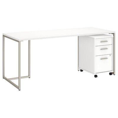Bush Business Furniture Method 72W Table Desk with 3 Drawer Mobile File Cabinet, White (MTH014WHSU)