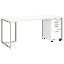 Bush Business Furniture Method 72W Table Desk with 3 Drawer Mobile File Cabinet, White (MTH014WHSU)