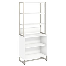 Bush Business Furniture Method Bookcase with Hutch, White (MTH013WH)