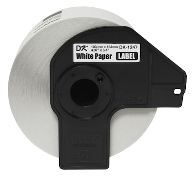 Brother DK-1247 Large Shipping Paper Labels, 6-4/10 x 4-7/100, Black on White, 180 Labels/Roll (DK