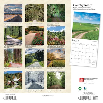 2024 BrownTrout Country Roads 12 x 12 Monthly Wall Calendar (9781975462468)