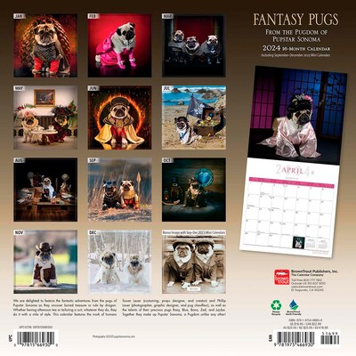2024 BrownTrout Fantasy Pugs 12 x 12 Monthly Wall Calendar (9781975466930)