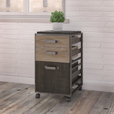 Bush Furniture Refinery Collection 3-Drawer Mobile Lateral File Cabinet, Letter Size, Rustic Gray (RFF116RG-03)