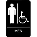 HeadLine Sign, ADA Restroom Sign, MEN Accessible, 6 x 9, Black / White