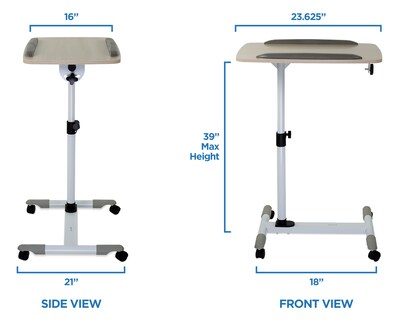 Mount-It! Rolling Laptop Tray, Height Adjustable Bedside Cart with Caster Wheels (MI-7946)