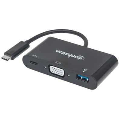 Manhattan® SuperSpeed 152044 USB-C to VGA Docking Converter, Black