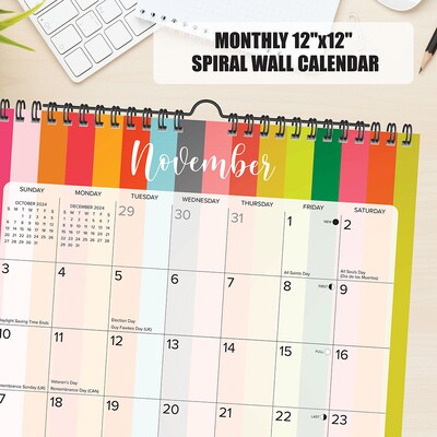 2024 Willow Creek Press Modern Stripe 2024  12" x 12" Spiral Wall Art Grid Calendar 12" x 12" (38956)