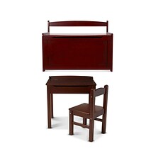 Wooden Espresso Set: Lift-Top Desk & Chair and Toy Chest, (30232-30229-KIT)