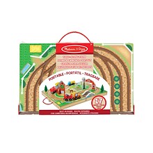 Melissa & Doug 17-Piece Wooden Take-Along Tabletop Farm with Take-Along Railroad