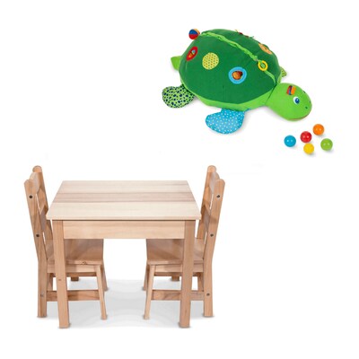 Turtle Ball Pit with Melissa & Doug Wooden Table & Chairs 3-Piece Set