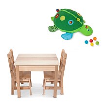 Turtle Ball Pit with Melissa & Doug Wooden Table & Chairs 3-Piece Set