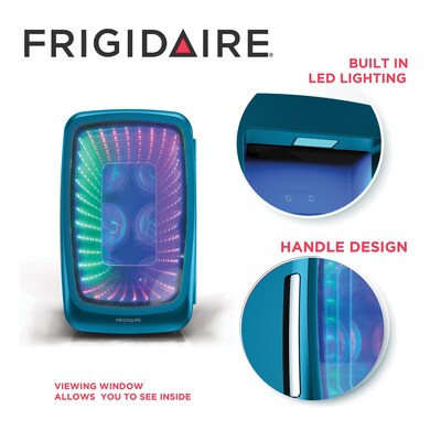 Frigidaire EFMIS179 Retro 6-Can Gaming Light-up Portable Beverage Mini Fridge, Blue
