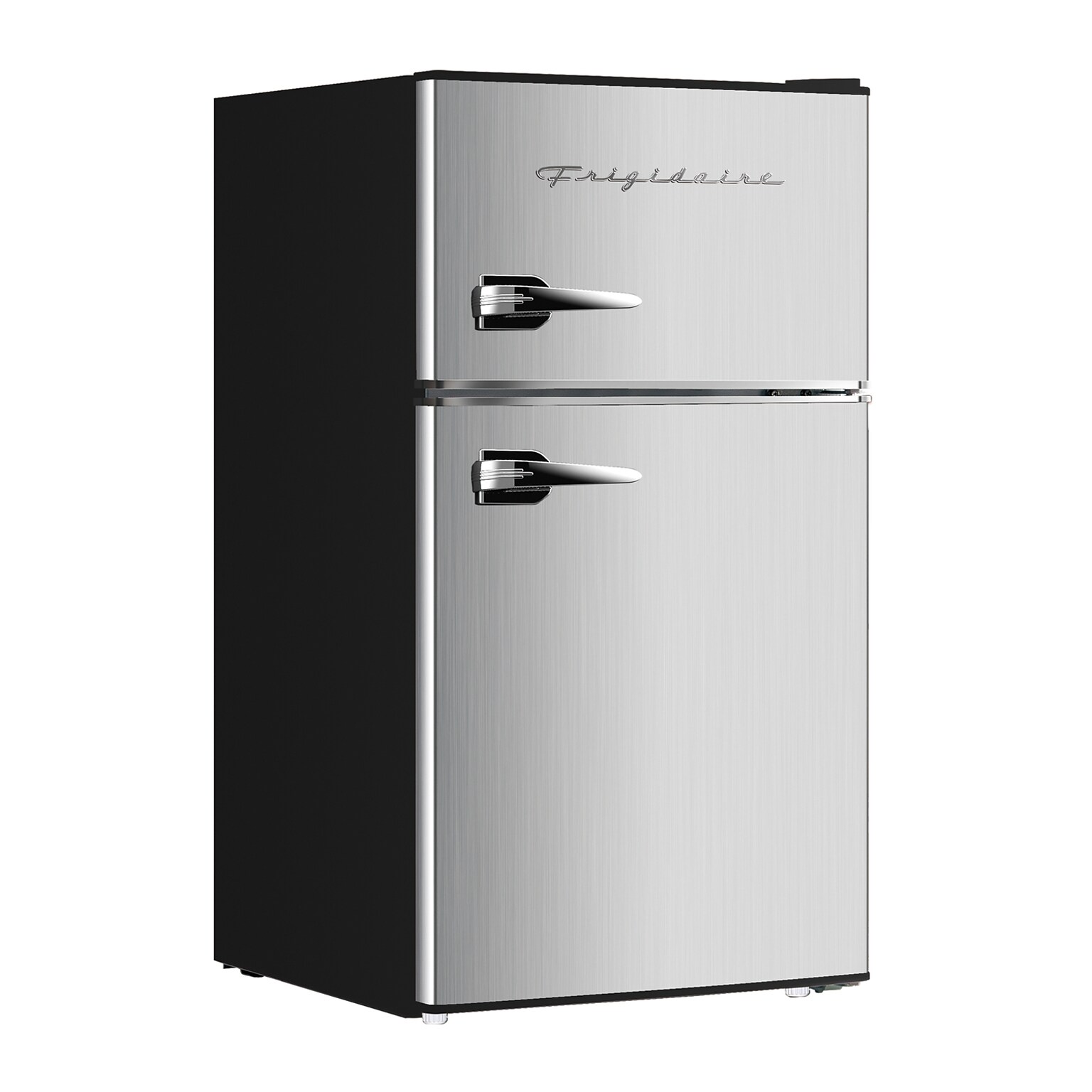 Frigidaire EFR391-B Retro 3.2-Cu. Ft. 2-Door Retro Compact Refrigerator with Freezer, Platinum Design with Chrome Trim
