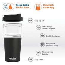 ASOBU Vista Stainless Steel Clear-Insulation Tritan Coffee Mug, 20 oz., Black (ADNASM40BK)