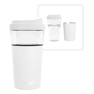 ASOBU Vista Stainless Steel Double Wall Insulated Coffee Mug, 20 oz., White (ADNASM40W)