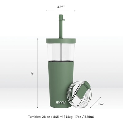 ASOBU Marina See-Through Triton Tumbler with Flexible Straw, 28 oz., Green (ADNAICT400G)