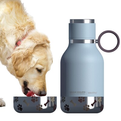 ASOBU Insulated Water Bottle with Removable Dog Bowl, 33 oz., Blue (ADNANASDB1B)