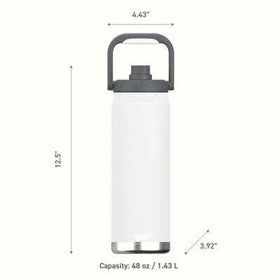 ASOBU Canyon Stainless Steel Vacuum Insulated Water Bottle, 50 oz., White (ADNATMF7W)