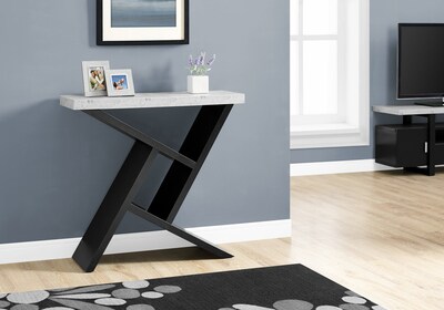 Monarch Specialties Hall Console Accent Table, Black/Gray Cement-look (I 2406)
