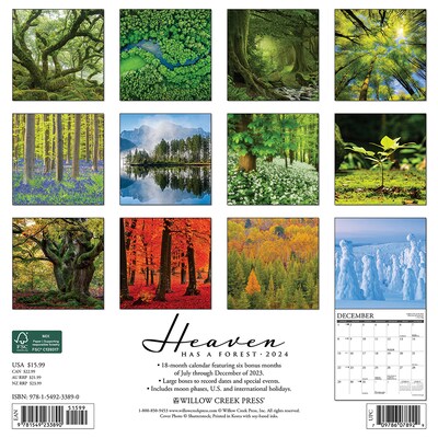 2024 Willow Creek Heaven Has a Forest 12 x 12 Monthly Wall Calendar, Multicolor (33890)