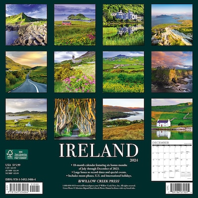 2024 Willow Creek Ireland 12 x 12 Monthly Wall Calendar, Multicolor (34064)