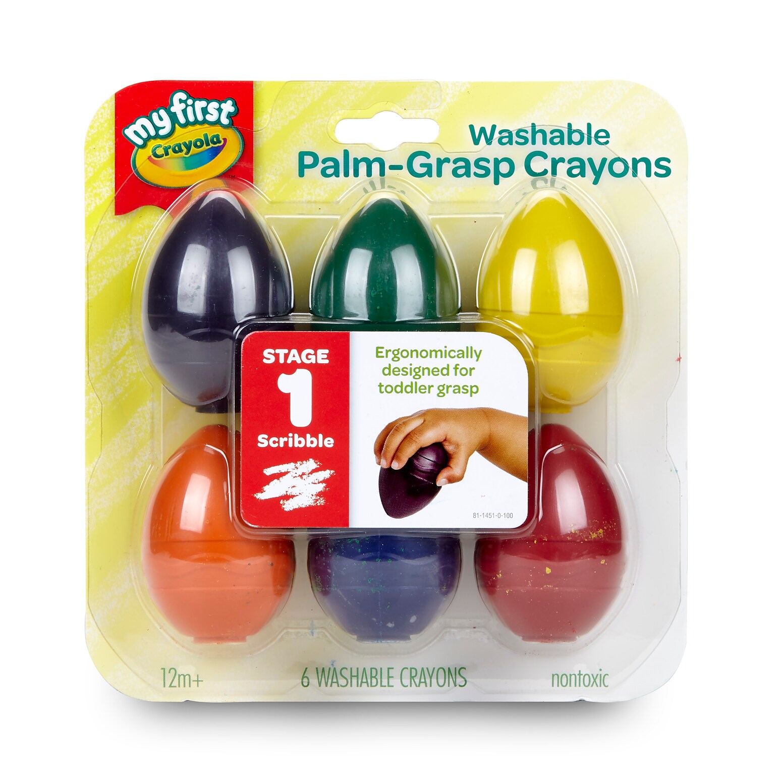 My First Crayola Washable Palm Grasp Crayons, 6/Pack (81-1451)