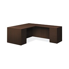 HON 10500 Series L-Workstation, Full Pedestals, 2 Box / 3 File Drawers, Mocha Finish