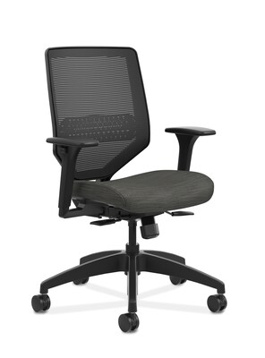 HON Solve ilira-Stretch Mesh /Fabric Mid-Back Task Chair, Adjustable Lumbar Support & Arms, Black/In