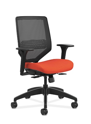 HON Solve Mesh /Fabric Mid-Back Task Chair, Adjustable Lumbar Support & Arms, Black/Bittersweet (HON
