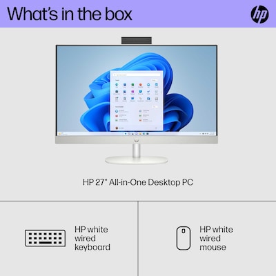 HP 27" All-in-One Desktop Computer, Intel Core i5-1335U, 8GB Memory, 265GB SSD (27-CR0006)