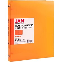 JAM Paper 1/2 3-Ring Binder, Orange (PB75237OR)