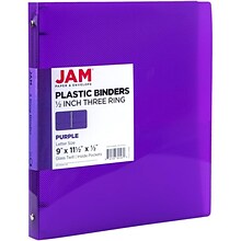 JAM Paper 1/2 3-Ring Binder, Purple (PB75237PU)