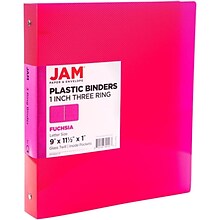 JAM Paper 1 3-Ring Binder, Fuchsia Pink (PB75239FU)
