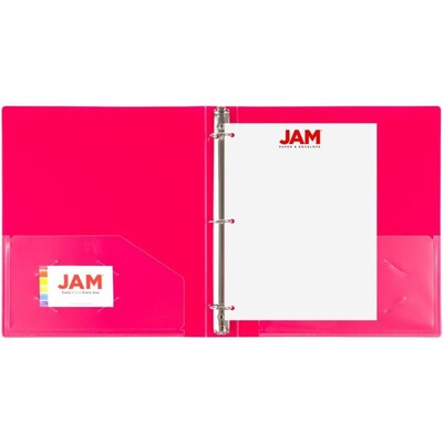 JAM Paper 1" 3-Ring Binder, Fuchsia Pink (PB75239FU)