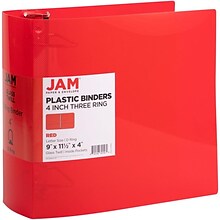JAM PAPER 4 3-Ring Binder, Red (PB75245RE)